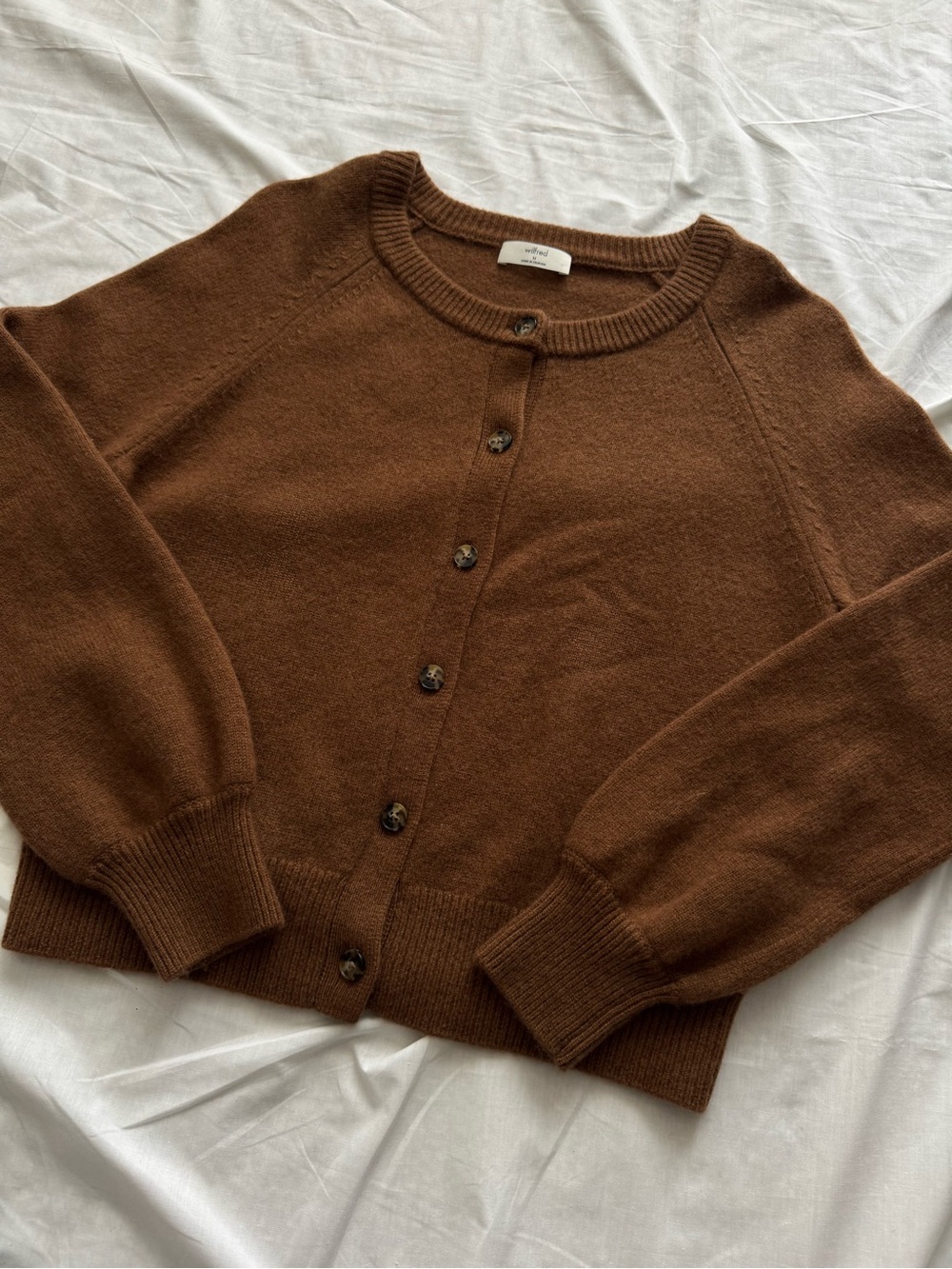 Aritzia Wilfred London Wool Cashmere Cardigan Brown Size M 70% Wool 30% Cashmere